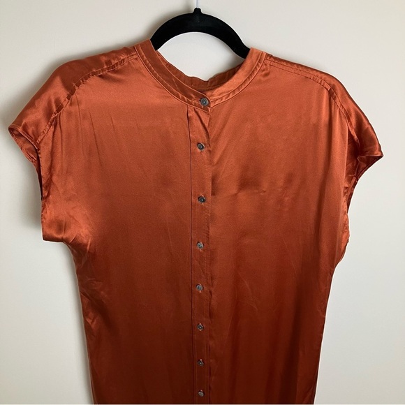 Banana Republic Serenade 100% Silk Shirtdress in Warm Copper Small - Picture 3 of 13